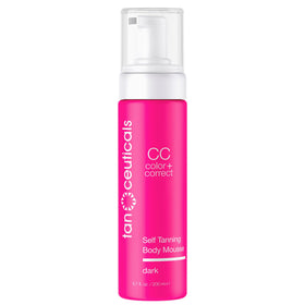 Tanceuticals dark mousse front packaging showing bottle and label benefits