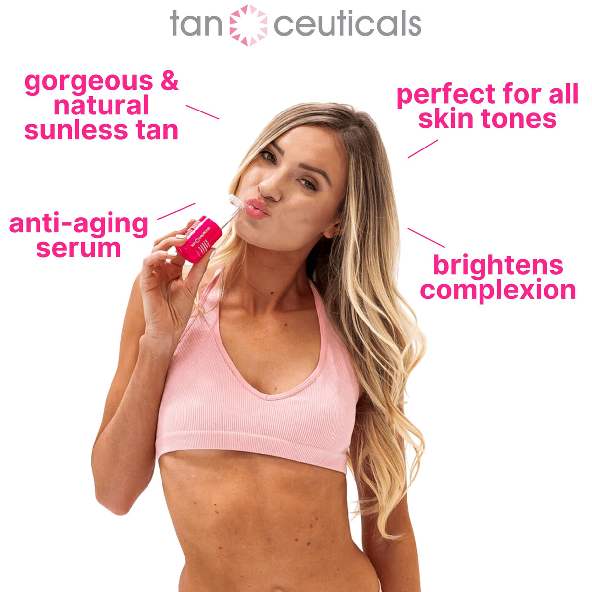 Hand applying Tanceuticals serum demonstrating easy blend and quick dry