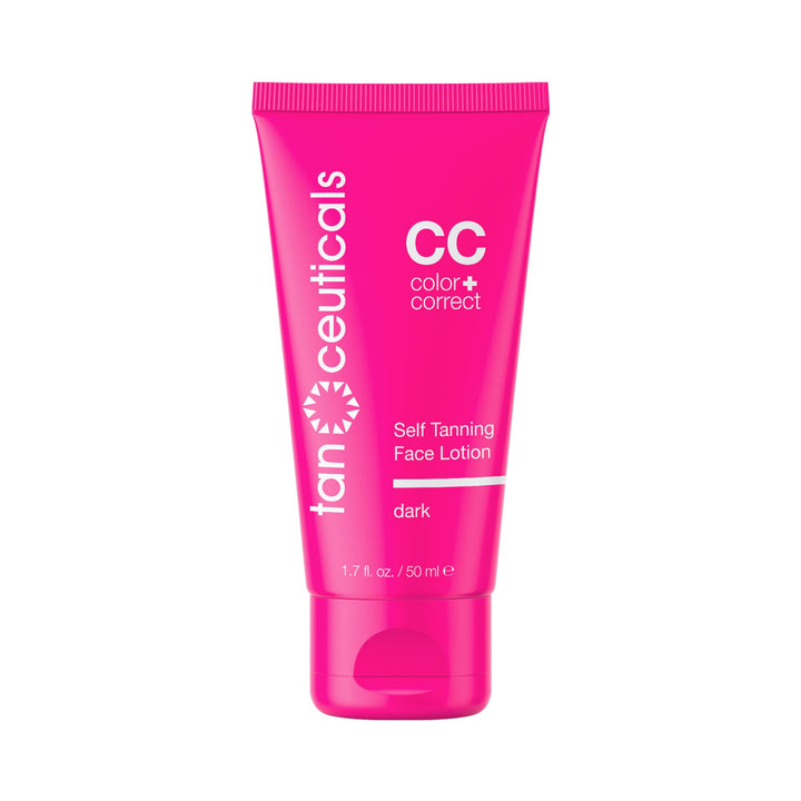 Tanceuticals front packaging showing the dark face tanner and benefits