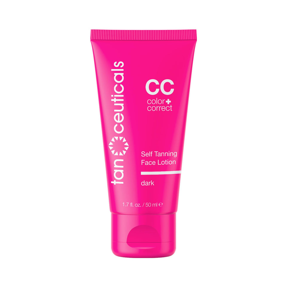 Tanceuticals front packaging showing the dark face tanner and benefits