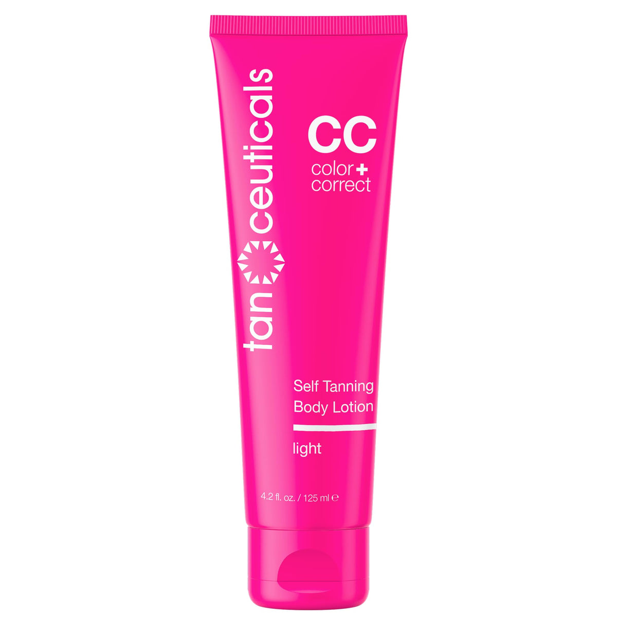 Tanceuticals front packaging showing light self tanning lotion and branding for clear identification and trust