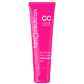 Tanceuticals front packaging showing light self tanning lotion and branding for clear identification and trust