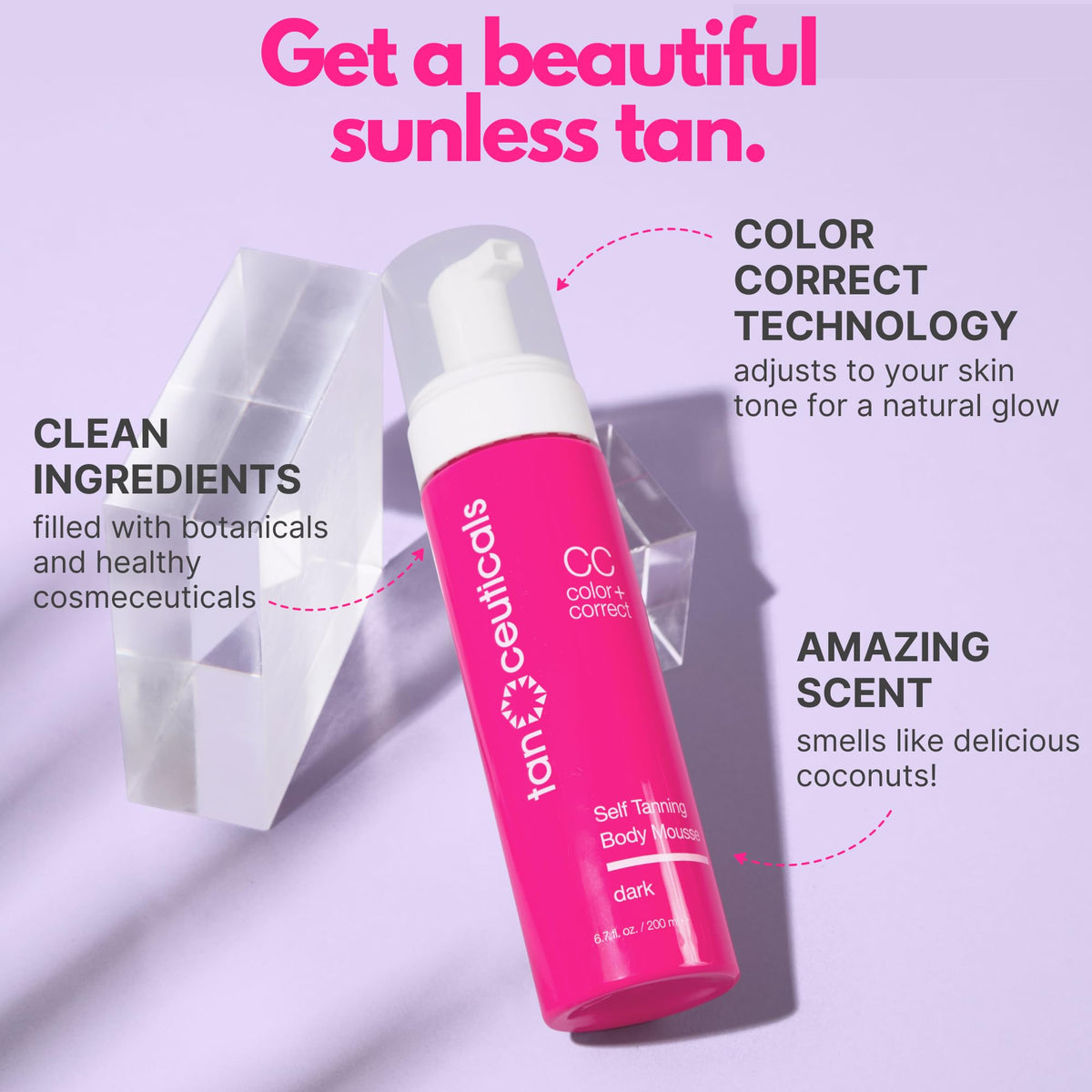 Tanceuticals mousse texture closeup highlighting smooth, fast-drying foam