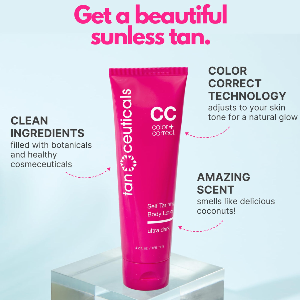 tanceuticals lotion texture close-up showing smooth application benefit