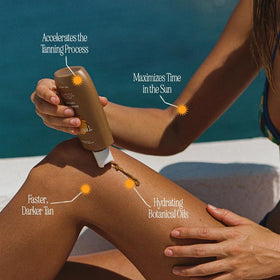 Tanning Club lotion spread on forearm demonstrating smooth application