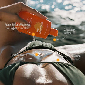 Tanning Club balm blended on skin close-up showing hydrated luminous finish