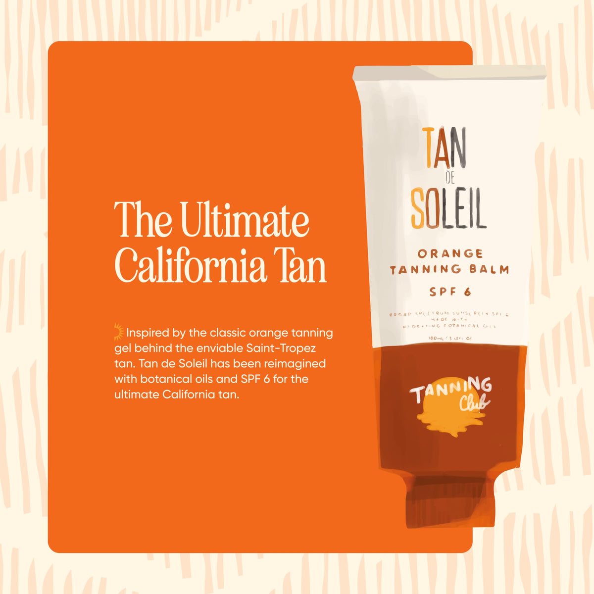 Tanning Club in a beach bag lifestyle shot promoting daily use