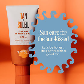 Tanning Club packaging detail showing mindful recyclable information