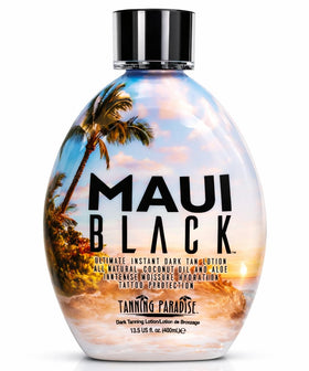 TANNING PARADISE front packaging showing bottle and branding for instant bronze