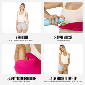 Tanologist bottle styled on bathroom shelf implying easy at-home tanning routine