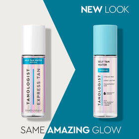 Tanologist mist spraying onto skin for quick, even application benefit