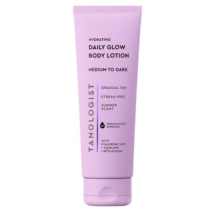 Tanologist front packaging showing medium/dark shade and benefits