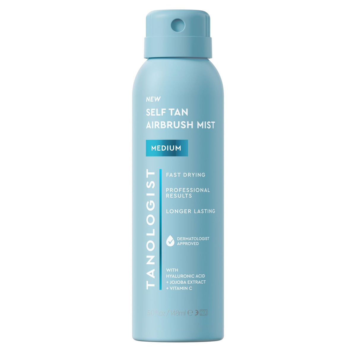 Tanologist front packaging showing bottle and clear, travel-friendly design