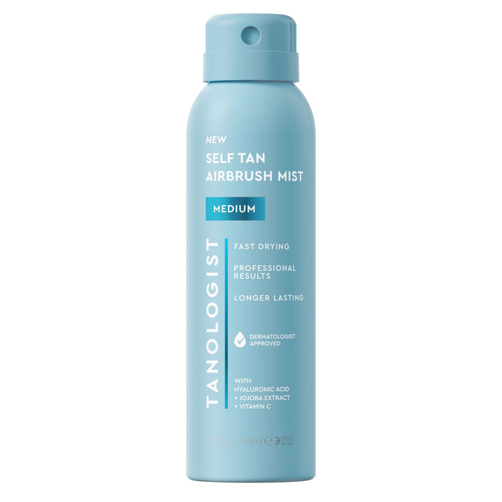 Tanologist front packaging showing bottle and clear, travel-friendly design