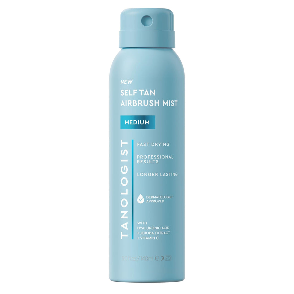 Tanologist front packaging showing bottle and clear, travel-friendly design