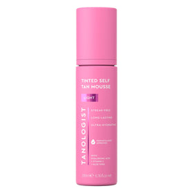 Tanologist light mousse front bottle showing packaging and quick-absorbing benefit
