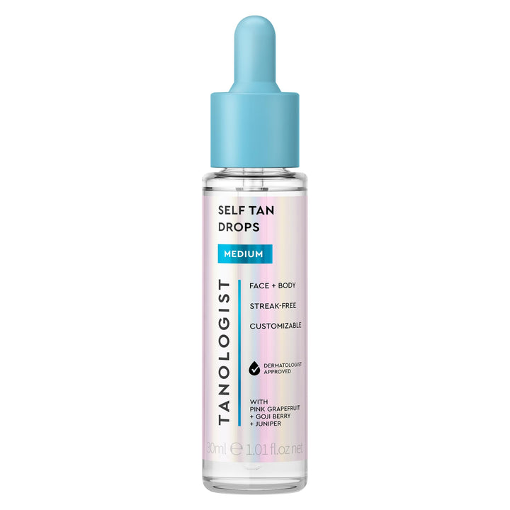 Tanologist medium bottle front view showing sleek packaging and size benefit