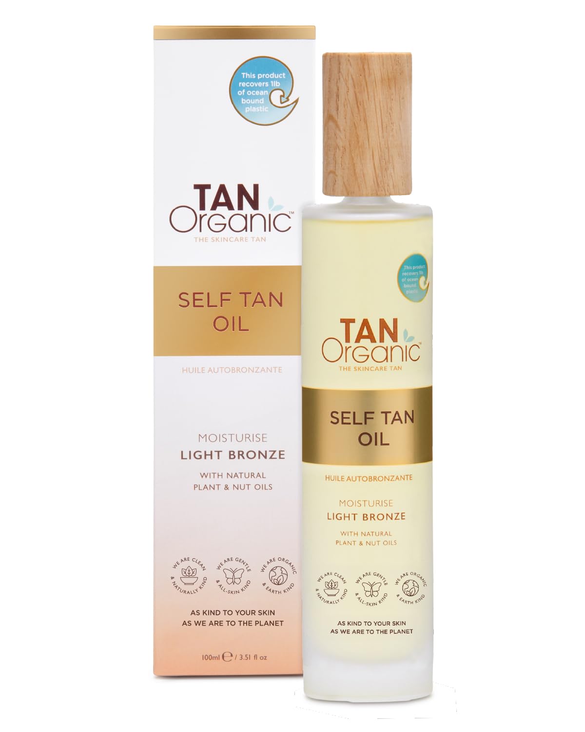 TanOrganic bottle front packaging showing product and organic branding for confidence