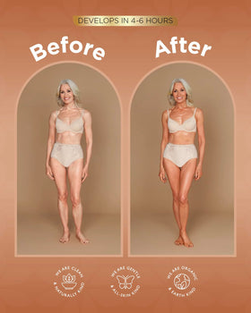 TanOrganic applied on arm with hands blending for streak-free coverage