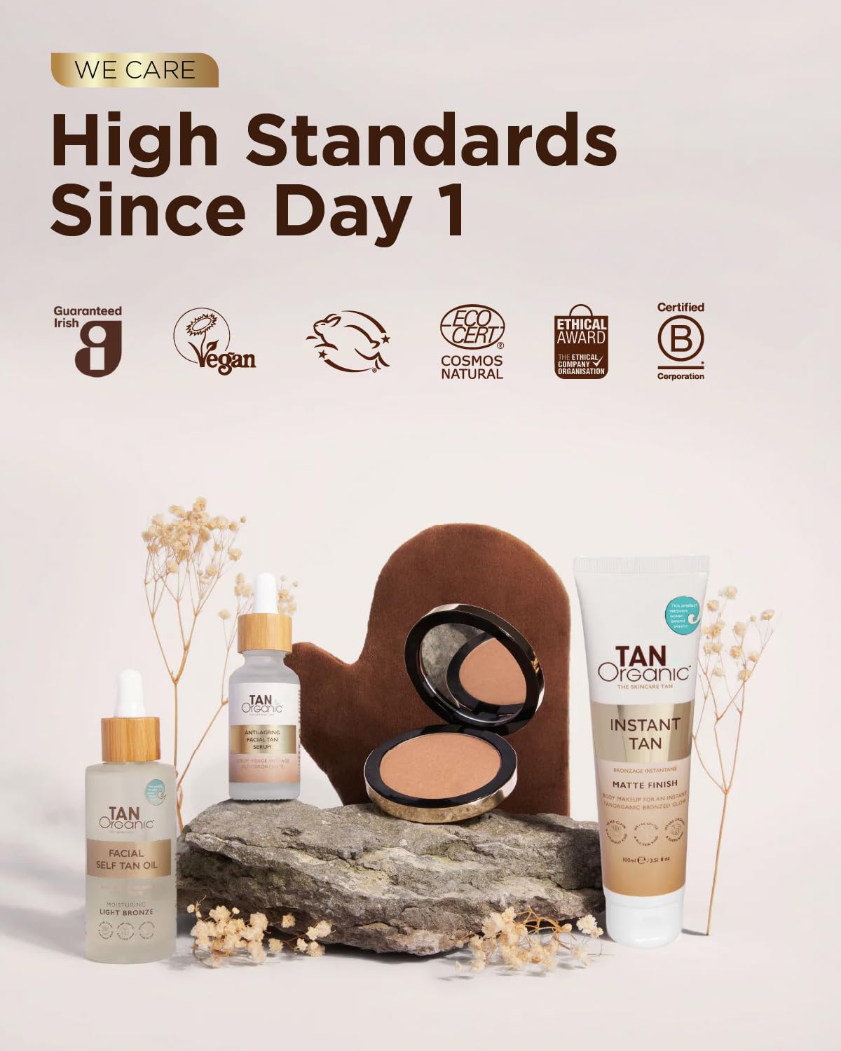 TanOrganic ingredients label detail highlighting certified organic formulation