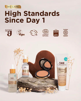 TanOrganic ingredients label detail highlighting certified organic formulation