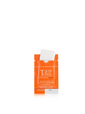 Close-up of TanTowel towelette texture highlighting even application benefit