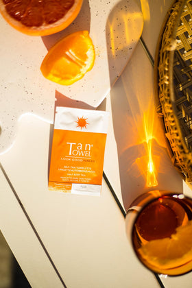 TanTowel towelette close-up texture highlighting even application benefit