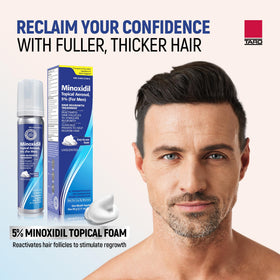 TARO applying foam to thinning scalp demonstrating targeted application benefit