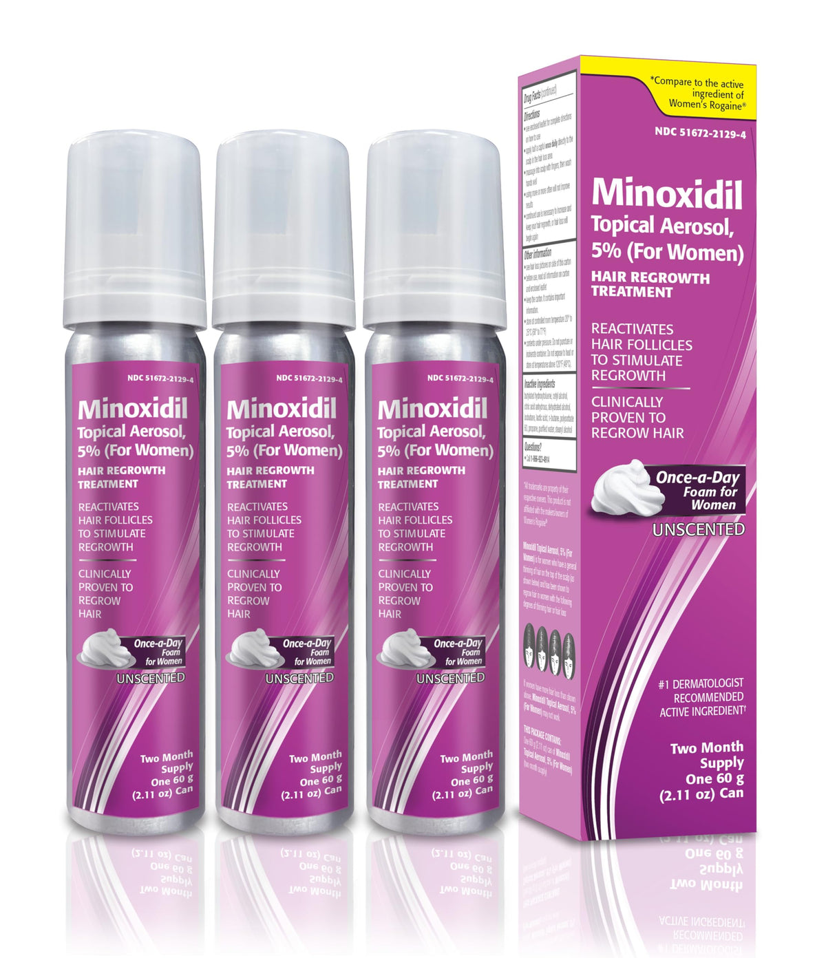 TARO minoxidil 5% foam front can showing label and 6 month supply benefit