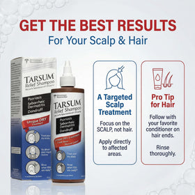 Model before and after images showing reduced visible flakes using Tarsum regimen