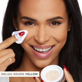 tarte in-use application with brush providing longwear, crease-resistant setting