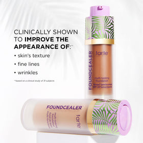 tarte before and after split-face showing visible evening of skin tone and glow