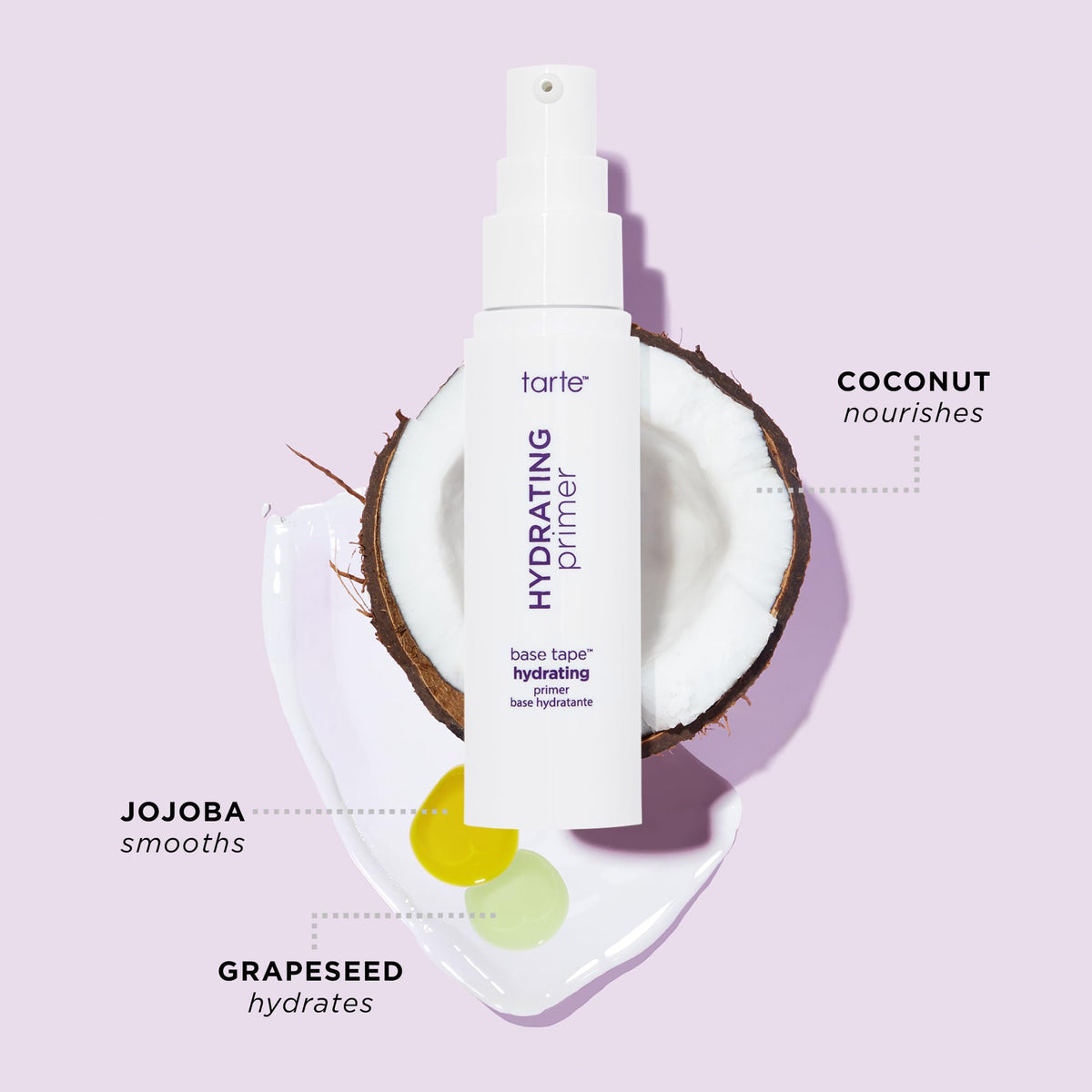 tarte Base Tape applied under foundation on model skin to show smoother finish and improved makeup adherence