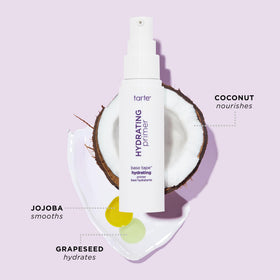 tarte Base Tape applied under foundation on model skin to show smoother finish and improved makeup adherence