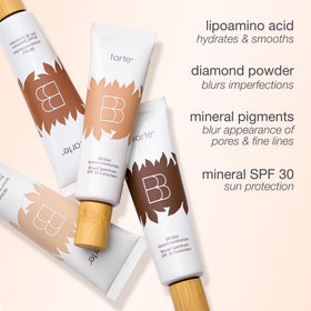 tarte application with fingers blending product, shows easy layering