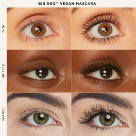 tarte big ego mascara texture swipe showing creamy ultra-black formula for buildable volume