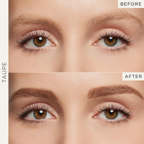 tarte dual-ended brow pencil and gel displayed for convenience