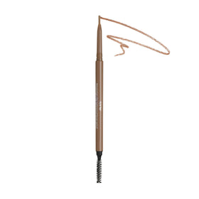 tarte brow pencil front view showing slim design and taupe shade benefit