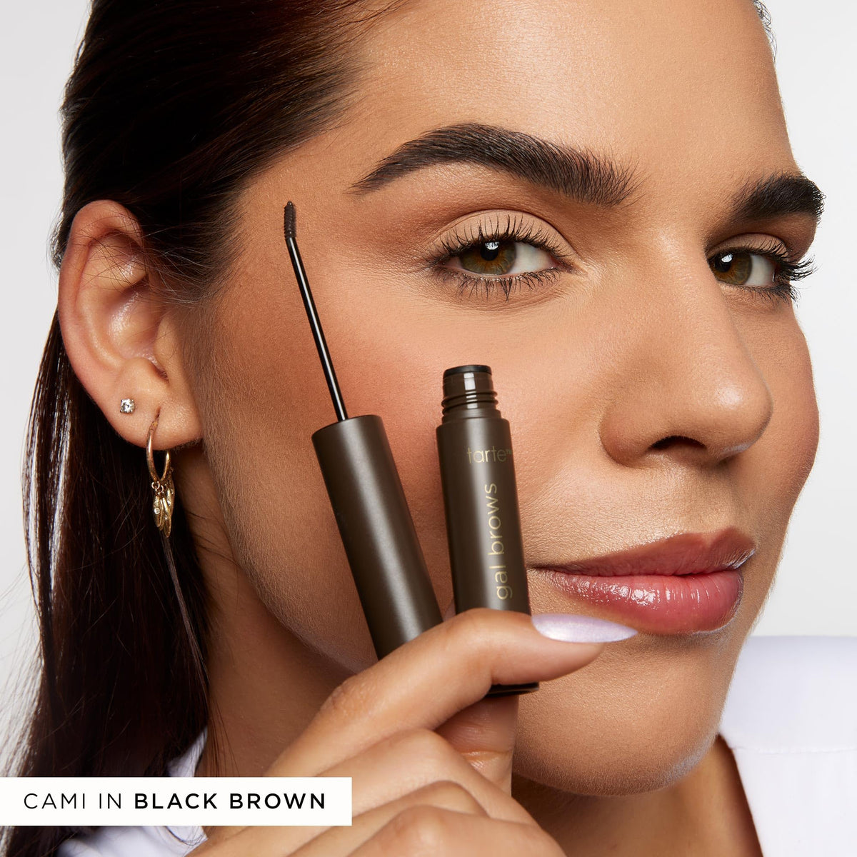 tarte Busy Gal applied on model brows demonstrating natural fuller fluffier look