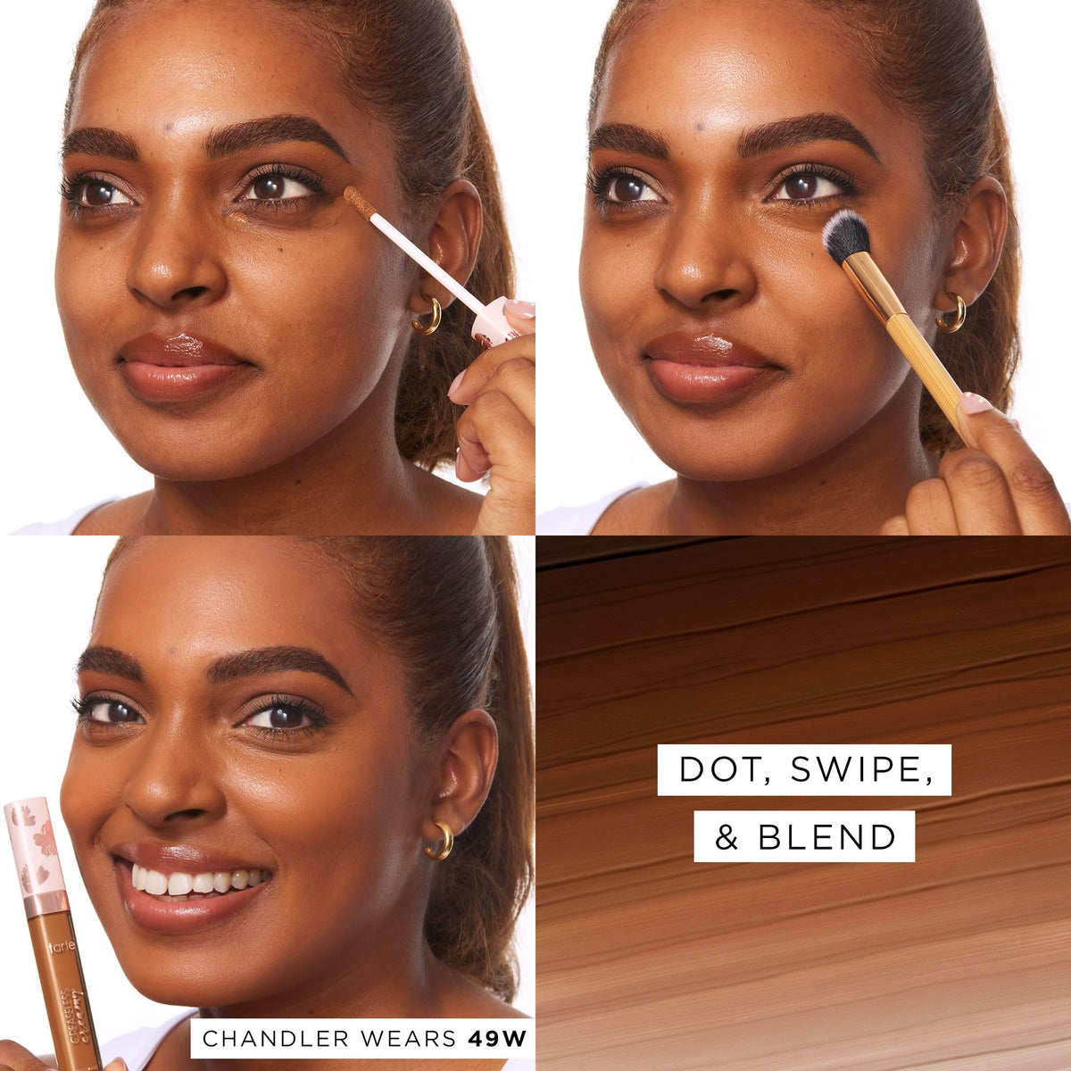 tarte concealer being applied under-eye showcasing instant brightening benefit