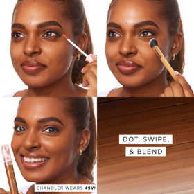 tarte concealer being applied under-eye showcasing instant brightening benefit