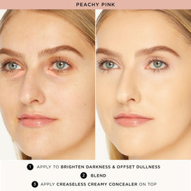 tarte creaseless corrector cap removed to reveal precision applicator for targeted, blendable application