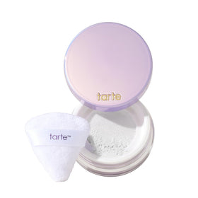 tarte front packaging of creaseless setting powder shows compact design and shade label