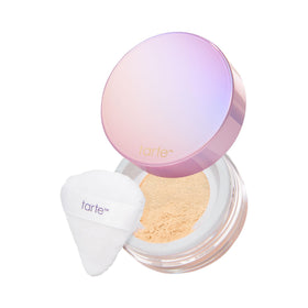 tarte front packaging showing yellow shade and full-size jar, promotes longwear benefit