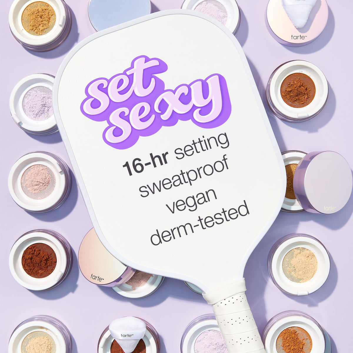tarte applied beneath eye on model to blur lines and prevent creasing