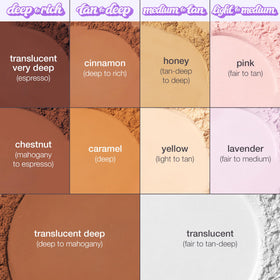 tarte range of shade options displayed, helps select correct undertone