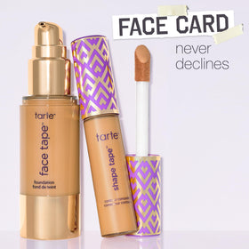 Tarte face tape packaging label close-up showing clean ingredient benefits