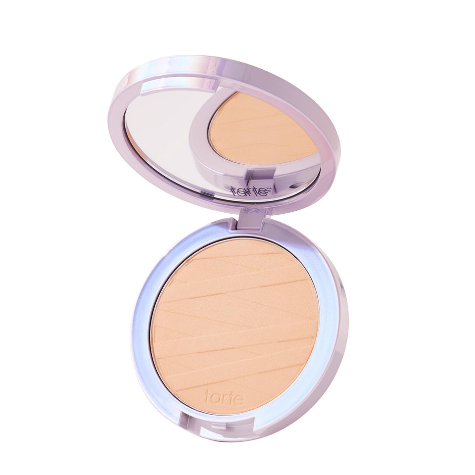 tarte compact front view showing sleek packaging and portable benefit