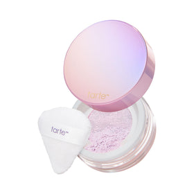 tarte jar front view showing lavender shade and secure lid, enhances travel convenience