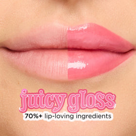 tarte gloss on lips displaying juicy shine and hydrated-looking results